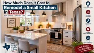 Cost to remodel a small kitchen in Texas with modern white cabinets, stone counters, and stainless appliances