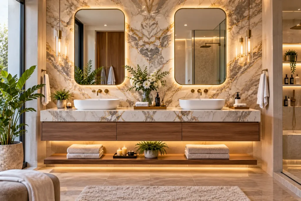 High-end tile layout and custom wet room engineering