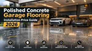 Polished concrete garage flooring installation price guide for a modern multi-car garage