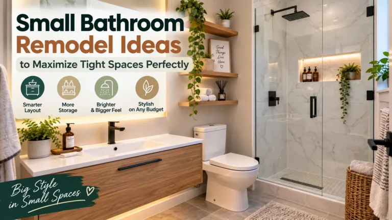 Small bathroom remodel ideas to maximize tight spaces with floating vanity, frameless shower, shelves, and light finishes