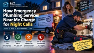 Emergency plumbing services near me night call cost guide with a plumber responding after hours