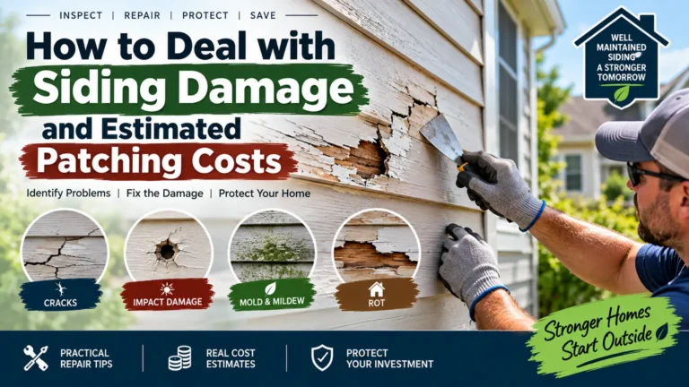 Siding damage repair cost guide showing cracks, impact damage, mold, mildew, rot, and patching work